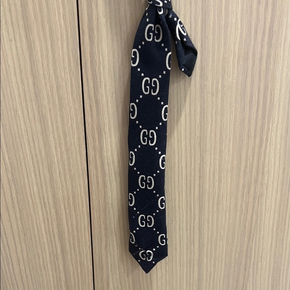Gucci Navy GG Pattern Kids Tie